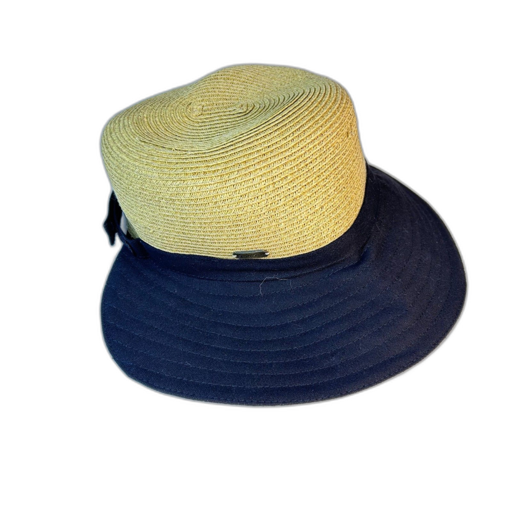 Sun N Sand Women's Tan Straw Black Quilted Brim Adjustable Backless Sun Hat